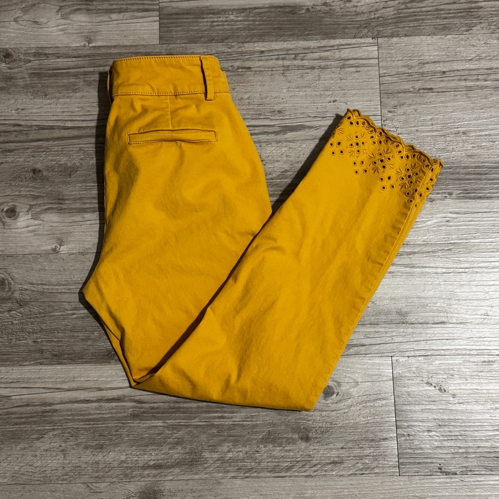 LOFT Mustard Chino Pants with Eyelet Hem